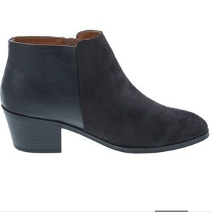 New! Black Booties - Faux Suede/Leather - Side Zip 2” Heel